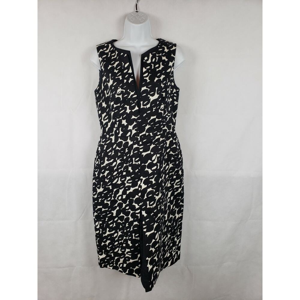 EUC Max Mara Black White New Pleated Dress Sleeveless V- Neck Size- 8